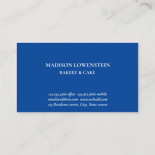 Baking Blue Whisk Caterer Pastry Chef Modern  Visitekaartje (Achterkant)