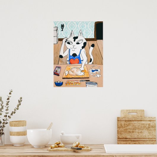 Baking Bread Cat Print (Keuken)