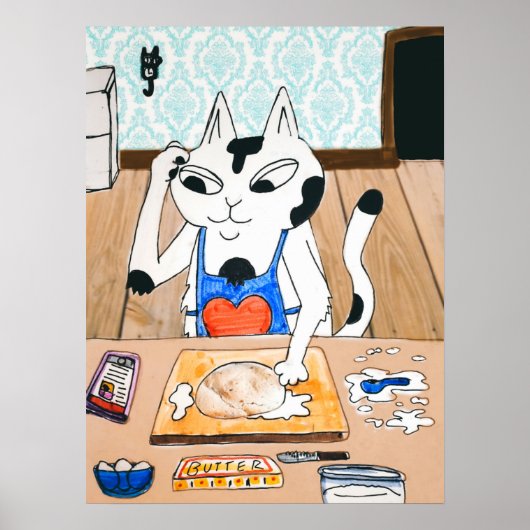 Baking Bread Cat Print (Voorkant)