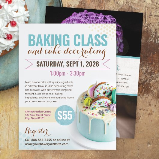 Baking Cake Decorating Class Event Flyer Sjabloon