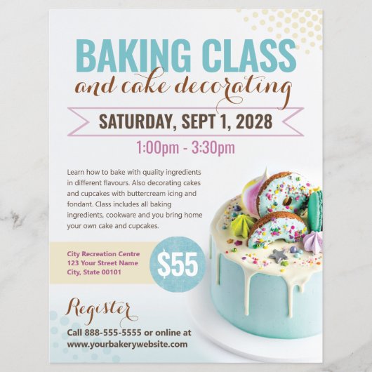 Baking Cake Decorating Class Event Flyer Sjabloon (Voorkant)