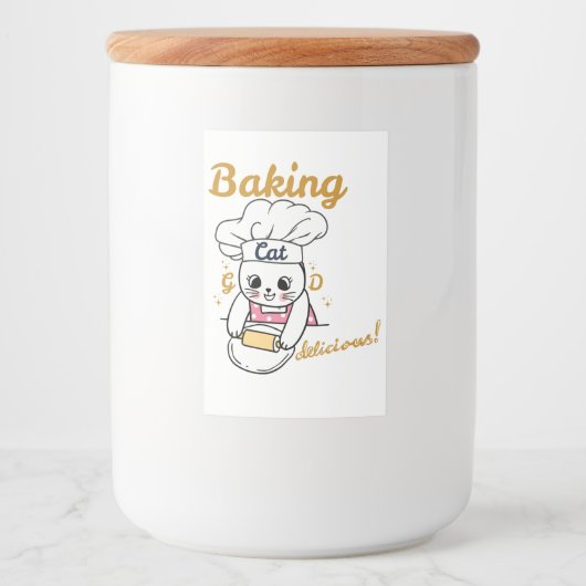 Baking Cat-DELICIOUS Goed Ontwerp - Voedselcontainer Etiket (Voorkant)