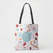 Baking Cheaper dan Therapy Funny Kitchen Blue Tote Bag (Voorkant)