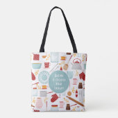 Baking Cheaper dan Therapy Funny Kitchen Blue Tote Bag (Achterkant)