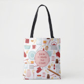 Baking Cheaper dan Therapy Funny Kitchen Pink Tote Bag (Voorkant)