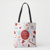 Baking Cheaper dan Therapy Funny Kitchen Red Tote Bag (Voorkant)