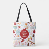 Baking Cheaper dan Therapy Funny Kitchen Red Tote Bag (Achterkant)