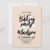 Baking Chef Baker Birthday Party Tan Uitnodiging (Voorkant)