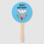 Baking chef kind's verjaardagsfeestje gunst op maa handwaaier (Voorkant)