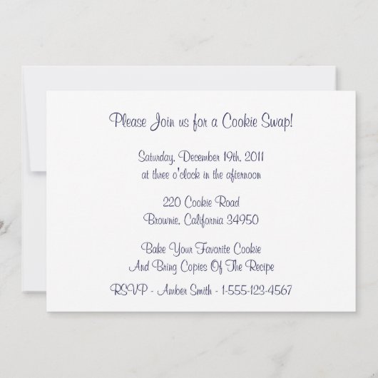Baking Chocolate Chip Cookie Swap Invitation Kaart (Achterkant)