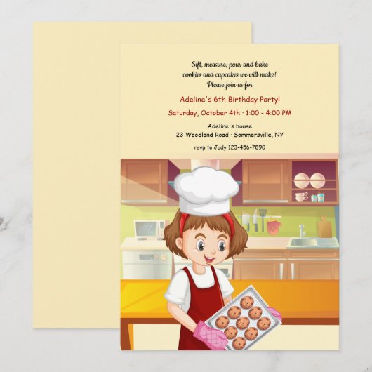 Baking Cookies Birthday Party Kaart (Voorkant / Achterkant)