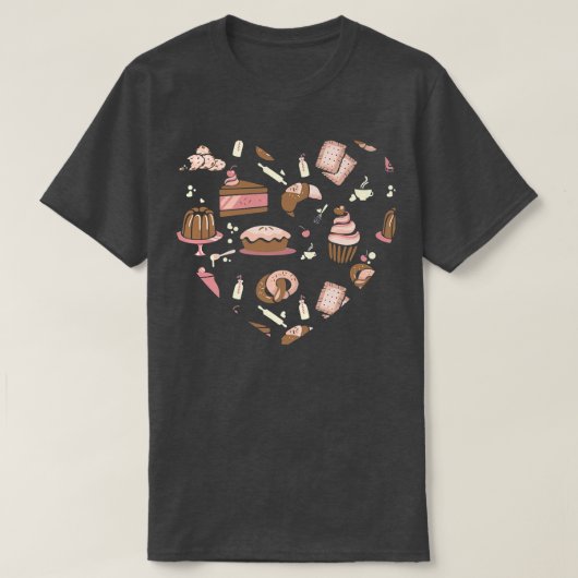 baking cupcake cute heart muffin cooking bakery  t-shirt (Design voorkant)