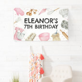 Baking Cupcake Decorating Girl Verjaardag Achtergr Spandoek (Insitu)