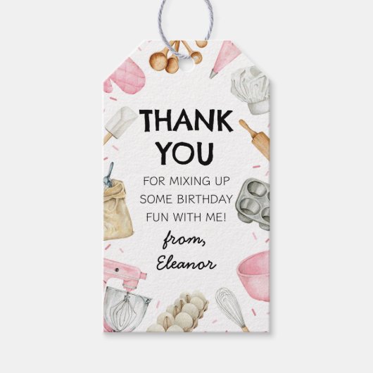 Baking Cupcake Decorating Meisje Verjaardag Bedank Cadeaulabel (Voorkant)
