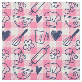 Baking Doodles op Gingham - Roze & Marineblauw Stof
