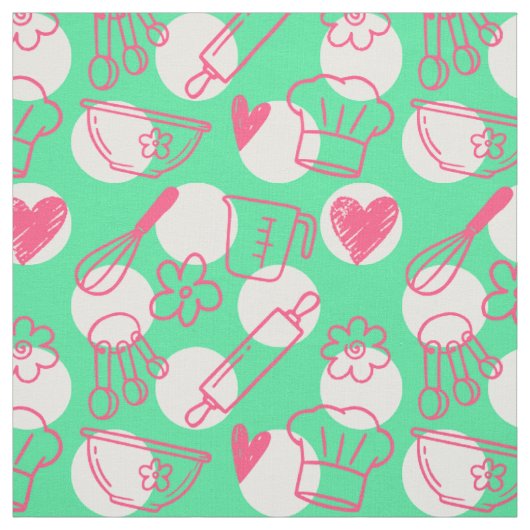 Baking Doodles op Stippen - Roze & Groen Stof (Swatch)