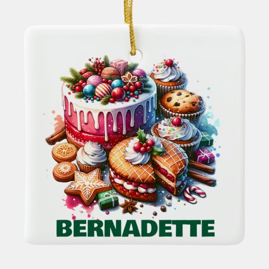 Baking enthousiaste gepersonaliseerde kerst keramisch ornament (Voorkant)