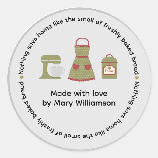 Baking From The Heart Ronde Sticker (Voorkant)
