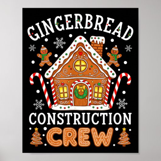 Baking Gingerbread House Construction Crew Christm Poster (Voorkant)