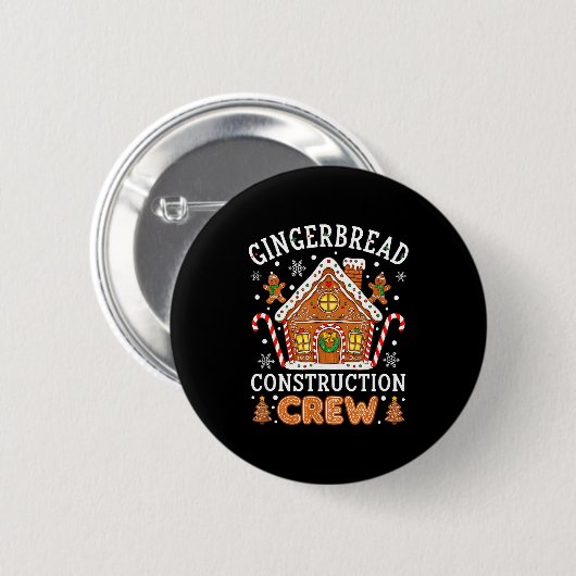 Baking Gingerbread House Construction Crew Christm Ronde Button 5,7 Cm (Voorkant /achterkant)