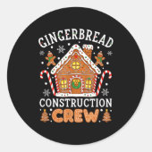 Baking Gingerbread House Construction Crew Christm Ronde Sticker (Voorkant)