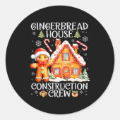 Baking Gingerbread House Construction Crew Christm Ronde Sticker (Voorkant)