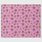 Baking Gingerbrood Koekjes Roze Kerstmis Cadeaupapier (Vlak)