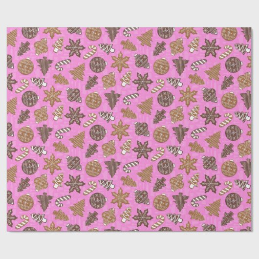Baking Gingerbrood Koekjes Roze Kerstmis Cadeaupapier (Vlak)