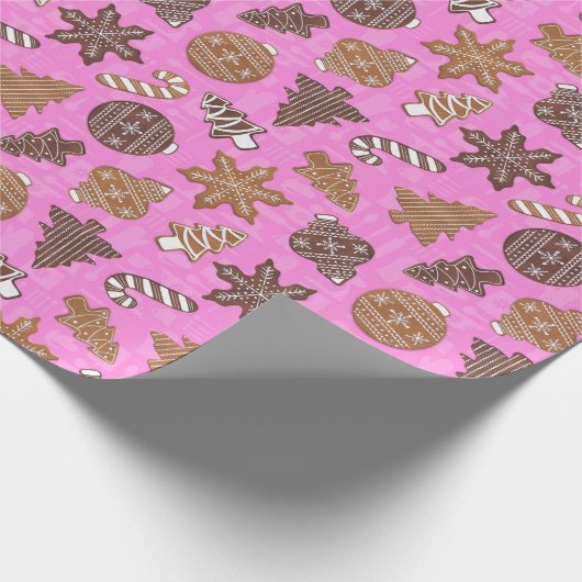 Baking Gingerbrood Koekjes Roze Kerstmis Cadeaupapier (Hoek)