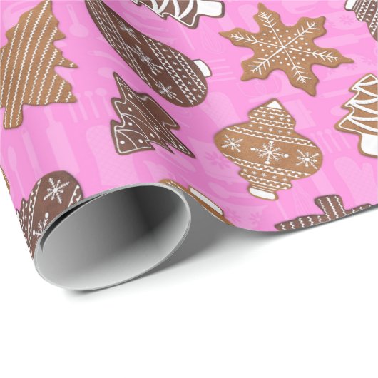 Baking Gingerbrood Koekjes Roze Kerstmis Cadeaupapier (Rol Hoek)