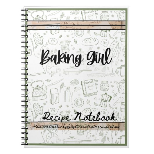 baking girl themed Recipe notebook baking Notitieboek (Voorkant)