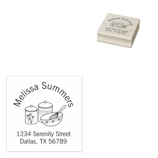 Baking - Het mengen Bowl, Adres van de Makelaar Rubberstempel (Gestempeld)