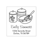 Baking - Het mengen Bowl, Whisker, het Adres van d Rubberstempel (Afrduk)