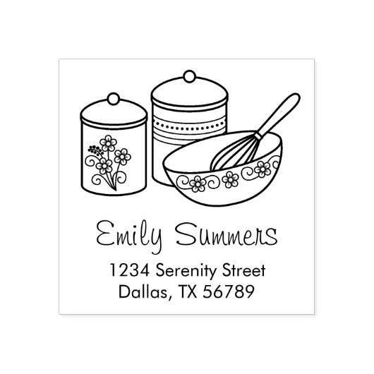 Baking - Het mengen Bowl, Whisker, het Adres van d Rubberstempel (Afrduk)