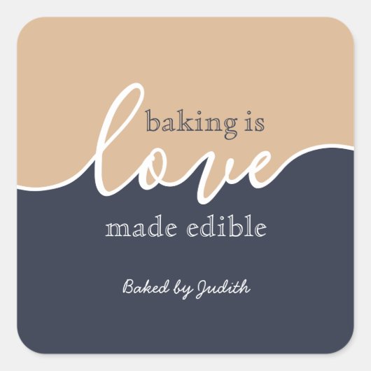 Baking is het liefdesscript dat eetbaar is vierkante sticker (Voorkant)