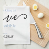 Baking is het 'Love Made Eetble Classy Script Stri Theedoek (Quarter Fold)