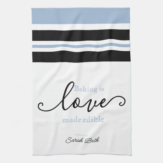 Baking is het 'Love Made Eetble Classy Script Stri Theedoek (Verticaal)