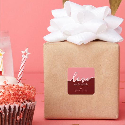 Baking is Love made Eetble Script Square Sticker (Feest)