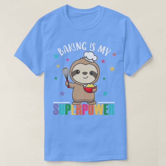 Baking is mijn Superpower Cute Sloth-badkuip T-shirt (Design voorkant)