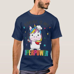 Baking is mijn Superpower Cute Unicorn die het bek T-shirt