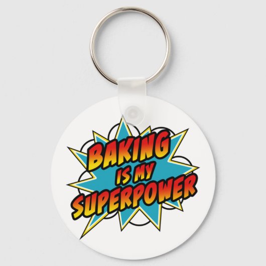 Baking is mijn Superpower Funny Retro Comic Baking Sleutelhanger (Voorkant)