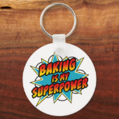 Baking is mijn Superpower Funny Retro Comic Baking Sleutelhanger (Voorkant)