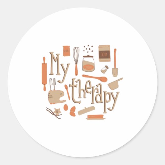 BAKING IS MIJN THERAPIE RONDE STICKER (Voorkant)