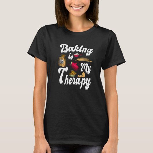 Baking is mijn Therapy Baking Quote Baker Koekje T-shirt (Voorkant)