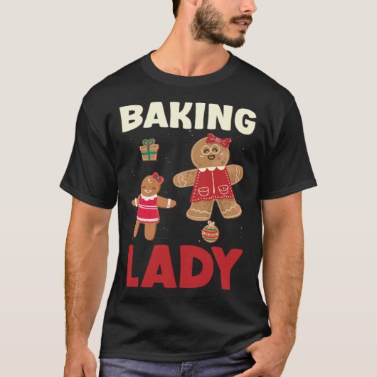 Baking Lady Christmas Gingerbread Cookies T-shirt (Voorkant)