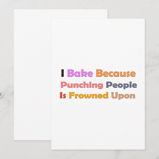 Baking Lovers Gift: Ik bak omdat mensen slaan Kaart (Voorkant / Achterkant)