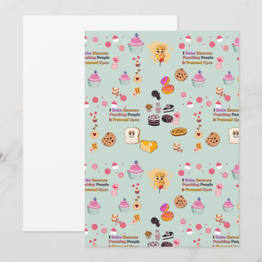 Baking Lovers Gift: Ik bak omdat mensen slaan Kaart (Voorkant / Achterkant)