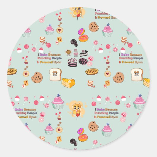 Baking Lovers Gift: Ik bak omdat mensen slaan Ronde Sticker (Voorkant)