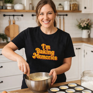 Baking Memories oranje bruine retro 70's stijl T-shirt