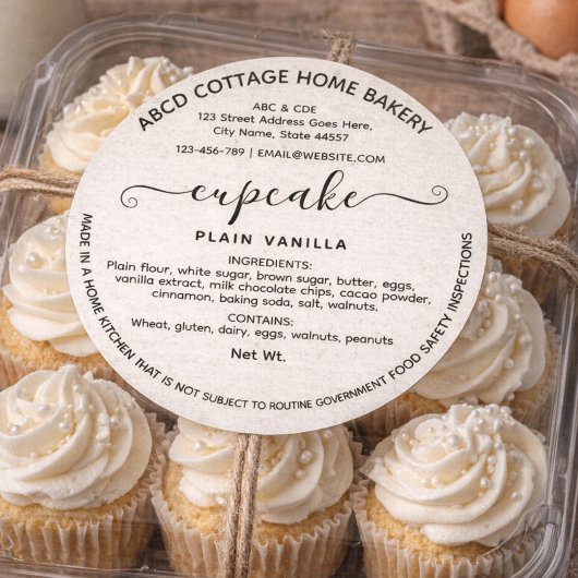 Baking Modern Cupcake Cottage law Label